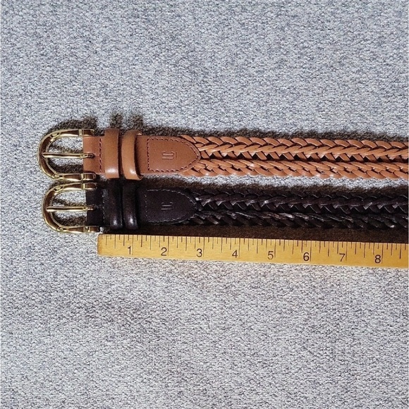 L.C.I.Women’s Braided Vintage Leather Belt Set - Brown and Tan - Picture 6 of 9
